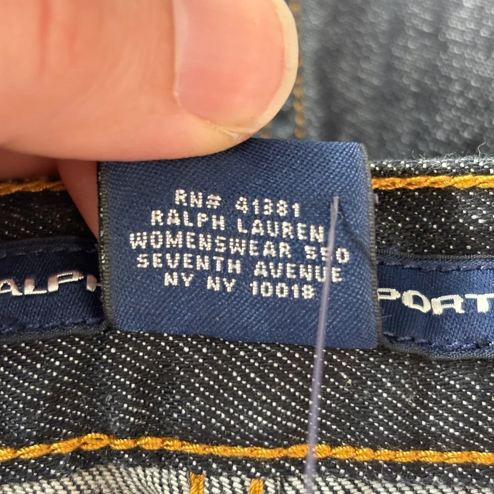NWT‎ Ralph Lauren Sport Womens Jeans 32 Dark Wash Straight Leg Stretch Denim